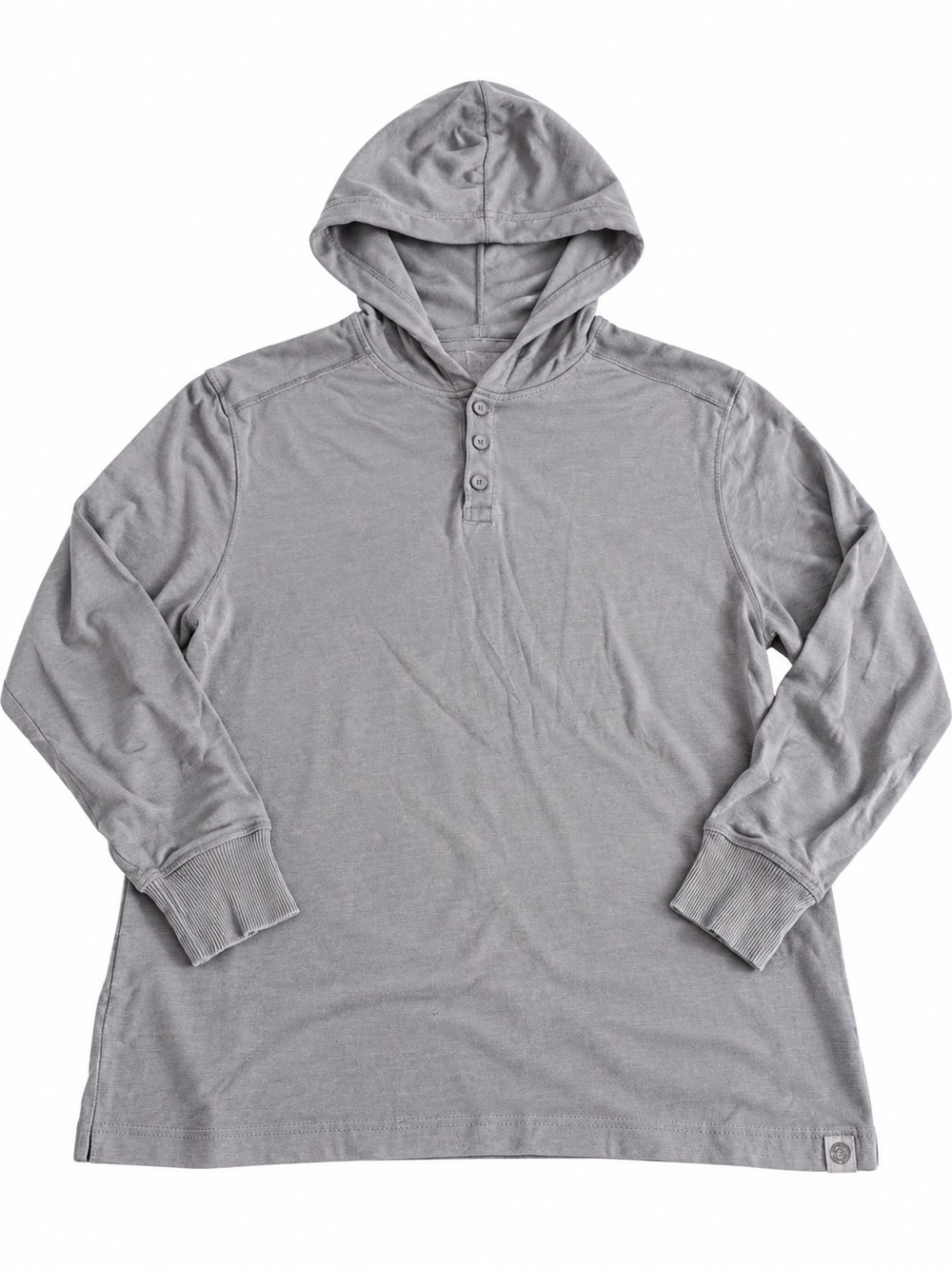 Free Planet Men's Hooded Henley Long Sleeve Shirt - Gray